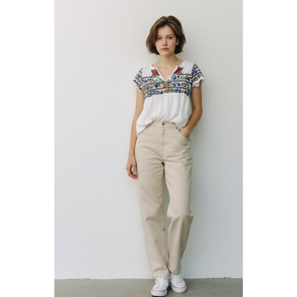 Anthropologie Vanessa & Virginia Embroidered Boho High Low Peasant Top Sz 6 - Picture 10 of 15